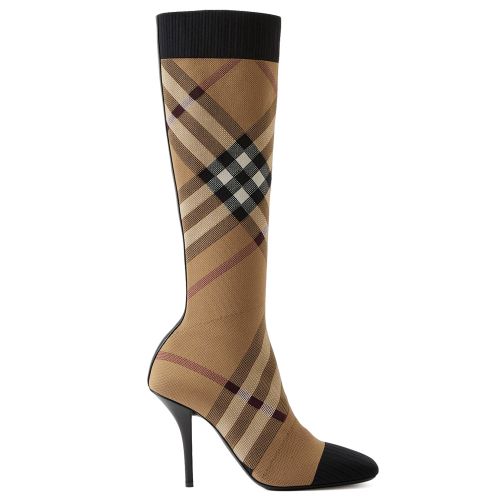 Burberry Women's Knitted Check Sock Boots 