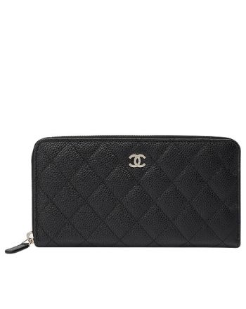 Chanel Matrasse Around Zipper Long Wallet Black