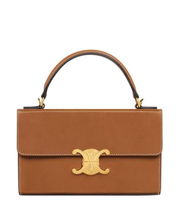 Celine Box Triomphe In Natural Calfskin Coffee