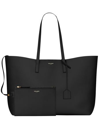 Saint Laurent Calfskin Monogram Shopping Tote Black