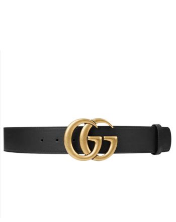 Gucci Leather belt with double G buckle for man Black